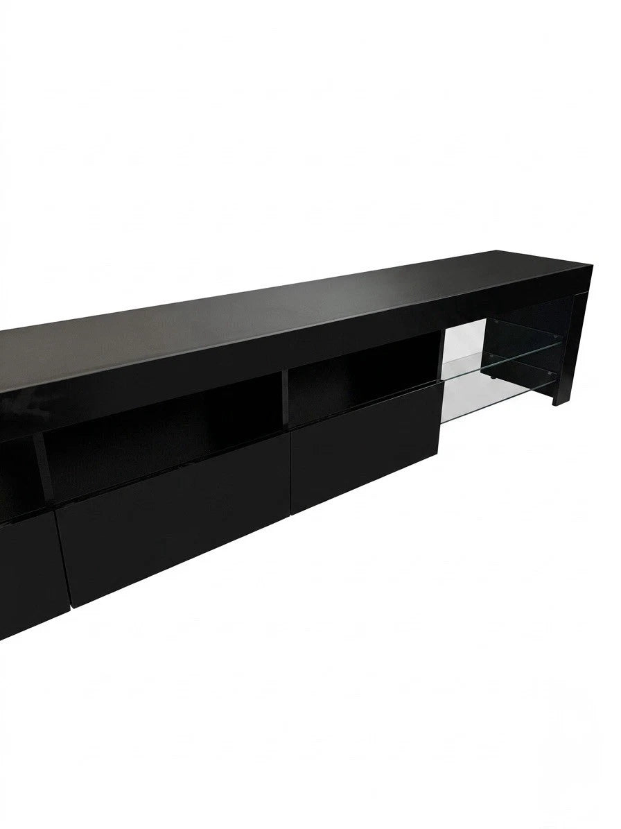 Modern Black Entertainment Set, Long TV Unit with & Coffee Table