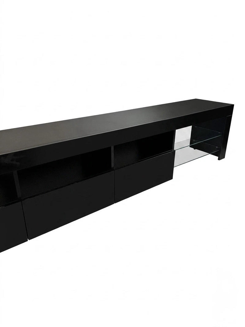 Modern Black Entertainment Set, Long TV Unit with & Coffee Table