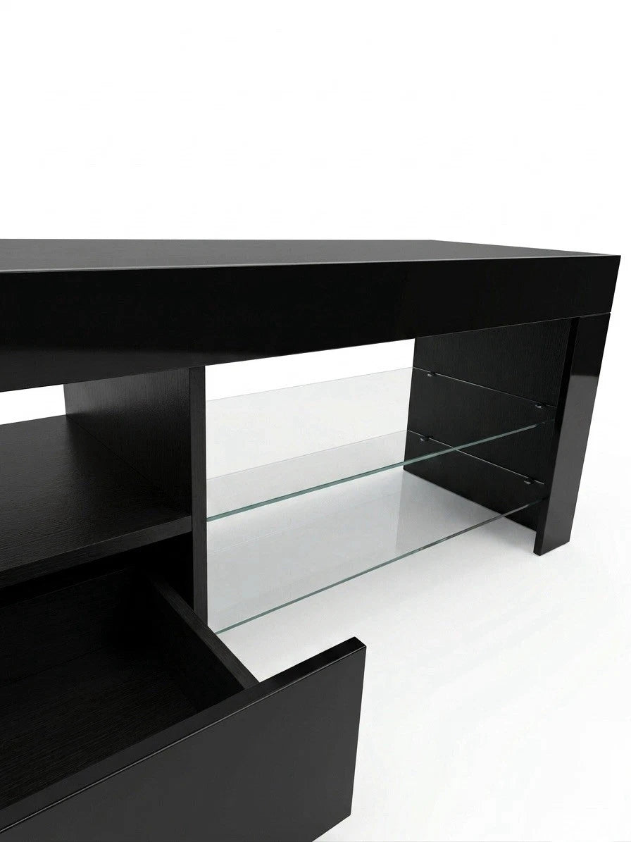 Modern Black Entertainment Set, Long TV Unit with & Coffee Table