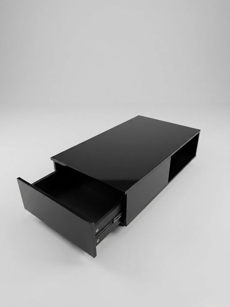 Modern Black Entertainment Set, Long TV Unit with & Coffee Table