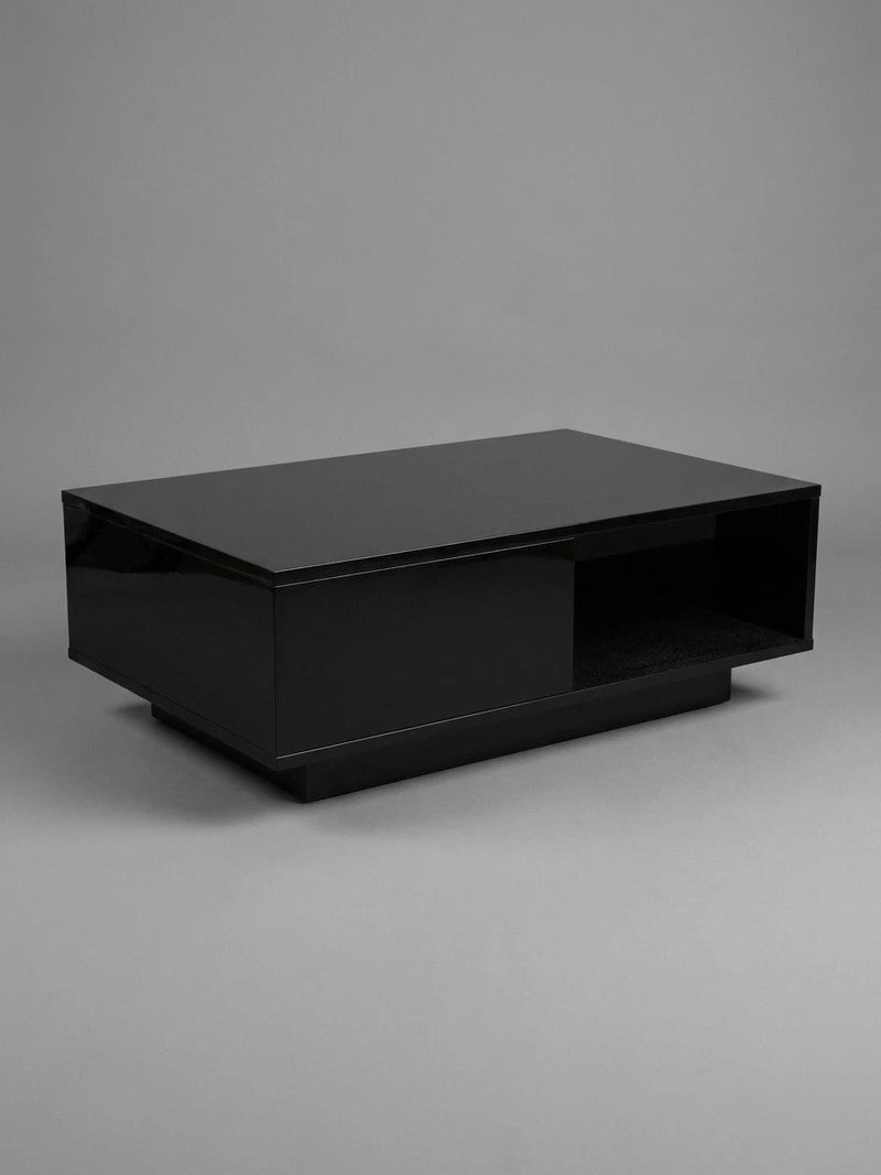Modern Black Entertainment Set, Long TV Unit with & Coffee Table