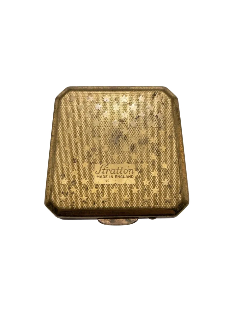 Stratton England Pill Box Square Gold Tone Brown Enamel