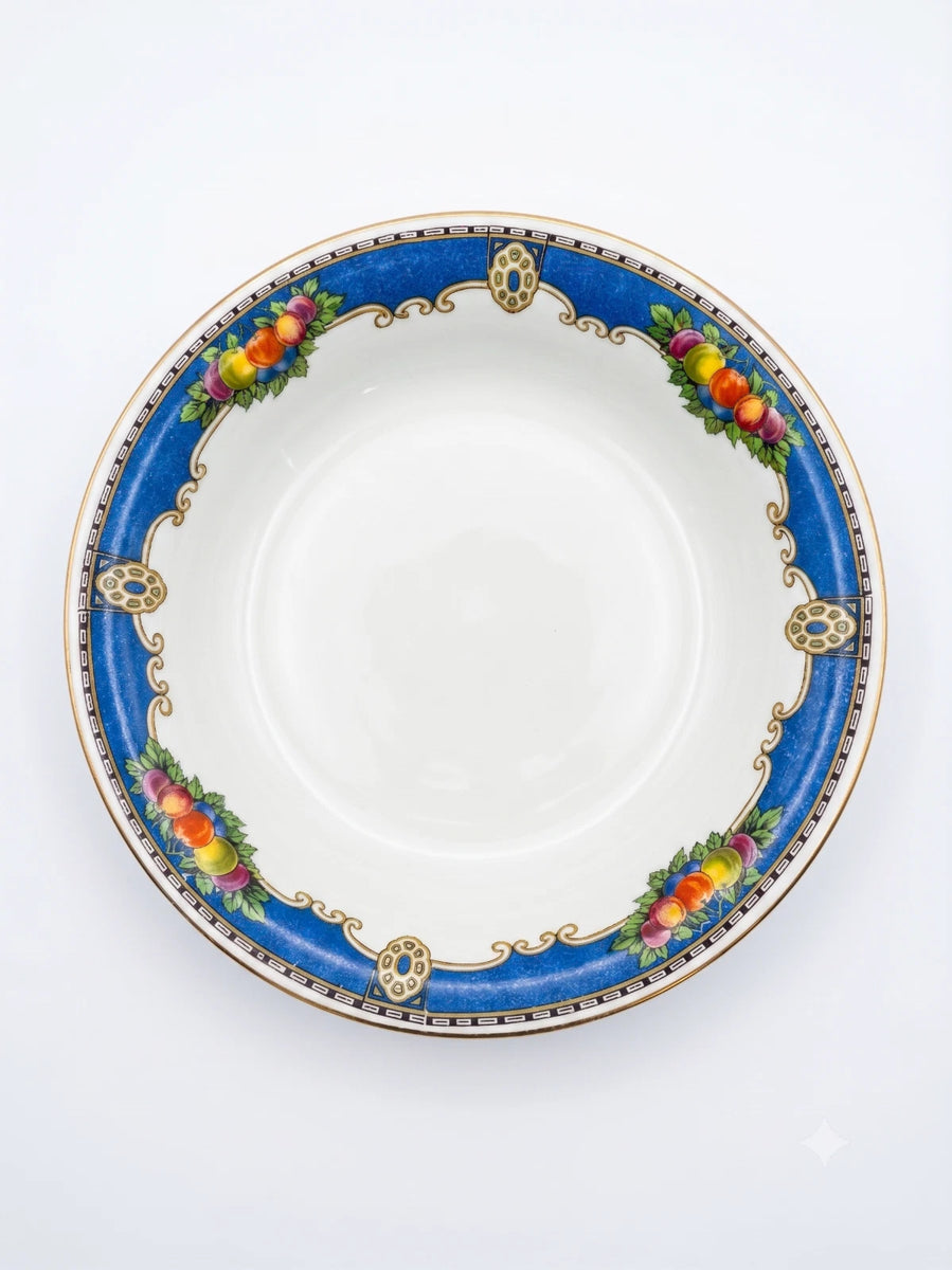 Antique Wilton Ware AGHJ England 27pc Blue Fruit Dinner Set
