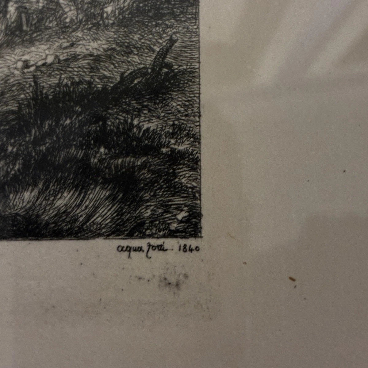 Antique 1840 Original Etching By Eugene Blery Rural Landscape