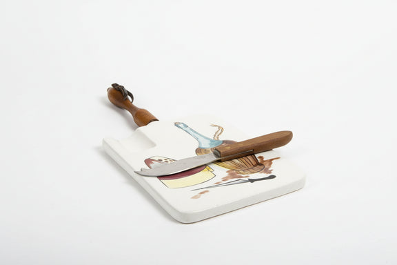 Vintage Napco Porcelain Cheese Board with Wooden Handle|286881214058