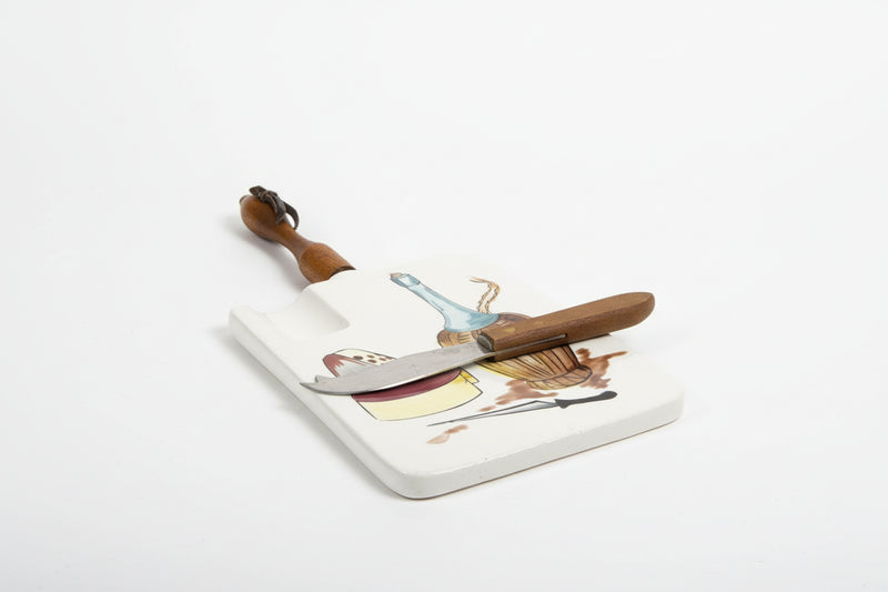Vintage Napco Porcelain Cheese Board with Wooden Handle|286881214058