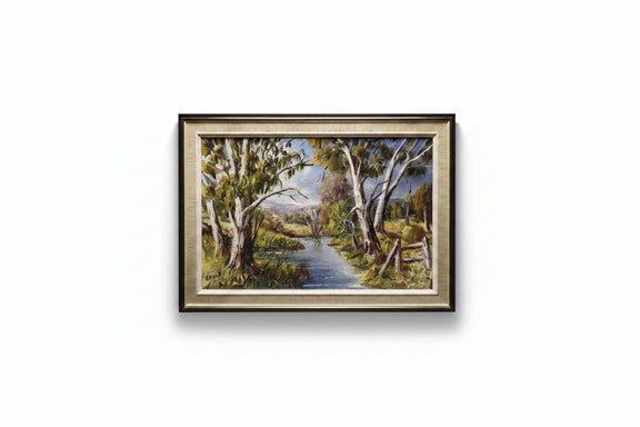 Original B. Reed Australian Landscape Oil Painting Framed Gum Trees Creek Art|286968476387