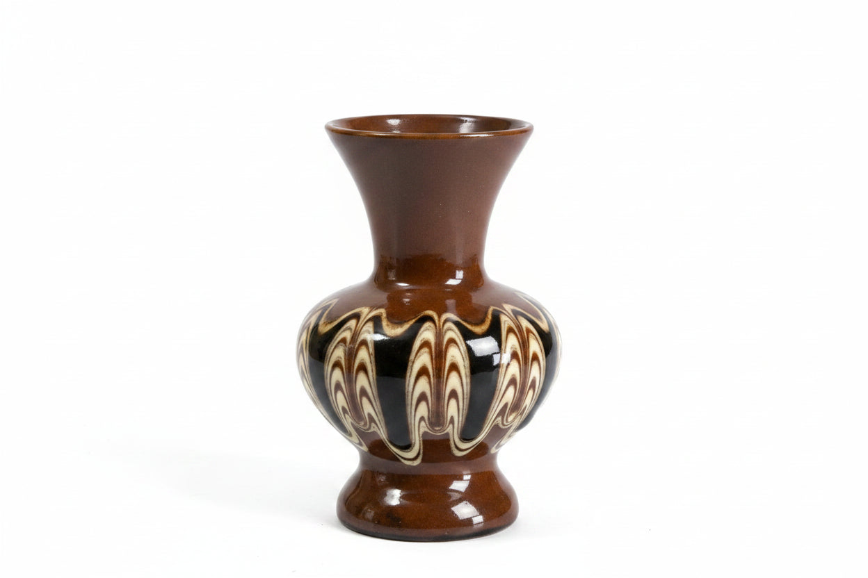 Vintage Troyan Pottery Vase Tiny Bulgarian Folk Art Jug Brown Drip Glaze Small|286938163154