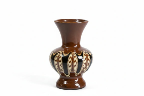 Vintage Troyan Pottery Vase Tiny Bulgarian Folk Art Jug Brown Drip Glaze Small|286938163154