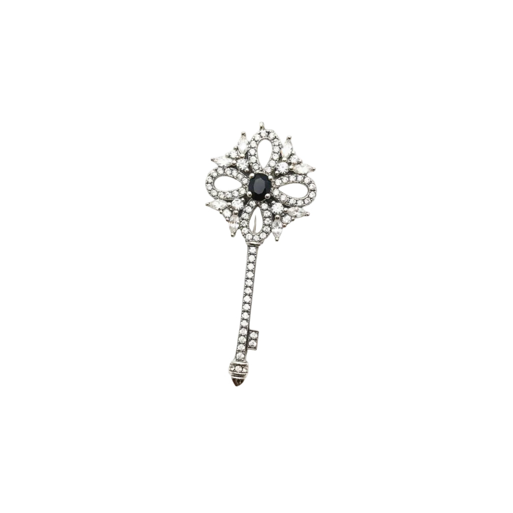 Triple Layered 18k White Gold Vermeil With 1.00Ct Sapphire Key|286915243490