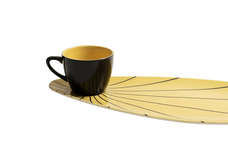 RARE VINTAGE CROWN DEVON Snack Set Black & Yellow Mid-Century Modern 1052|286917168756