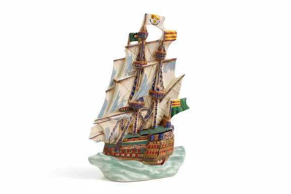 Vintage Art Deco Czech Pottery Sailing Ship Galleon Figurine 13956 Model|286941012085