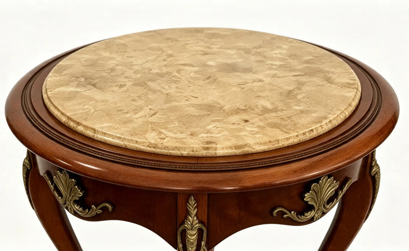 French Louis XV Marble-Top Gueridon — Cabriole Legs, Italy
