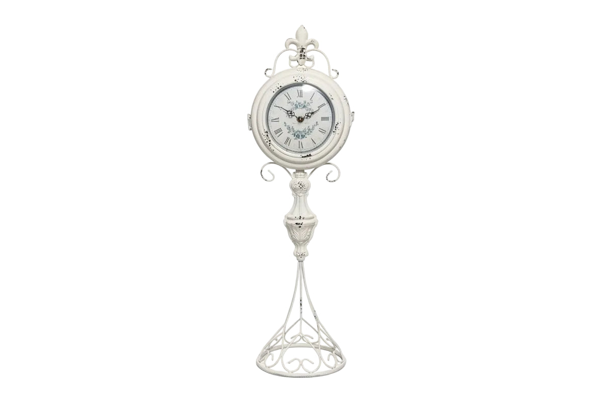Vintage Shabby Chic Double-Sided Pedestal Clock - French Country Style
