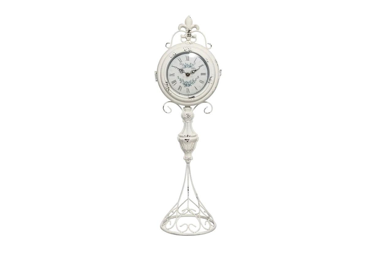 Vintage Shabby Chic Double-Sided Pedestal Clock - French Country Style