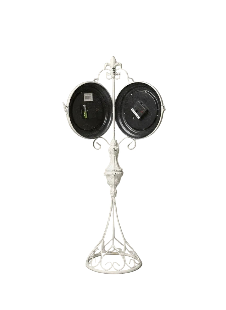 Vintage Shabby Chic Double-Sided Pedestal Clock - French Country Style