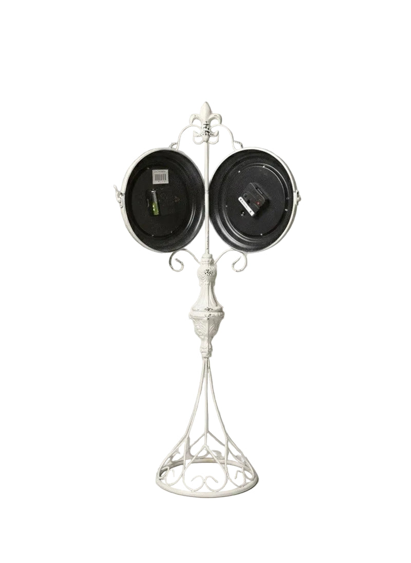 Vintage Shabby Chic Double-Sided Pedestal Clock - French Country Style
