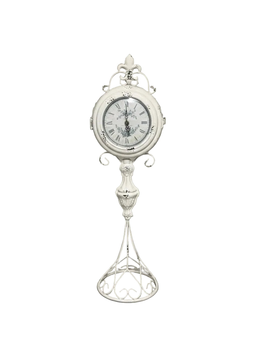 Vintage Shabby Chic Double-Sided Pedestal Clock - French Country Style