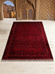 Hand-Knotted Vintage Pakistani Wool Rug 198cm x 150cm – Bokhara Geometric Floral