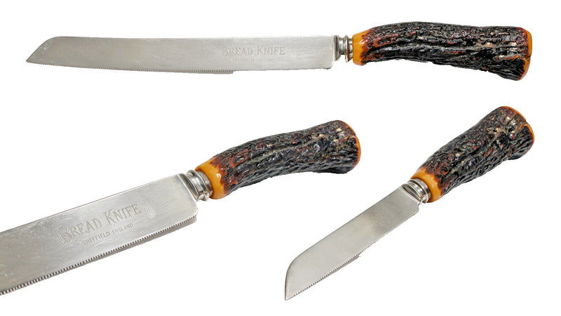 Sheffield Serrated Bread Knife with Stag Antler Handle