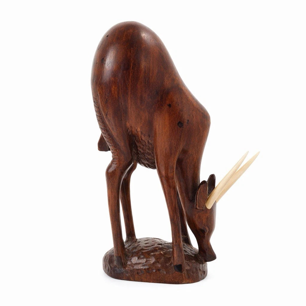 Vintage Mid-Century Hand Carved Wood Antelope Gazelle Figurine
