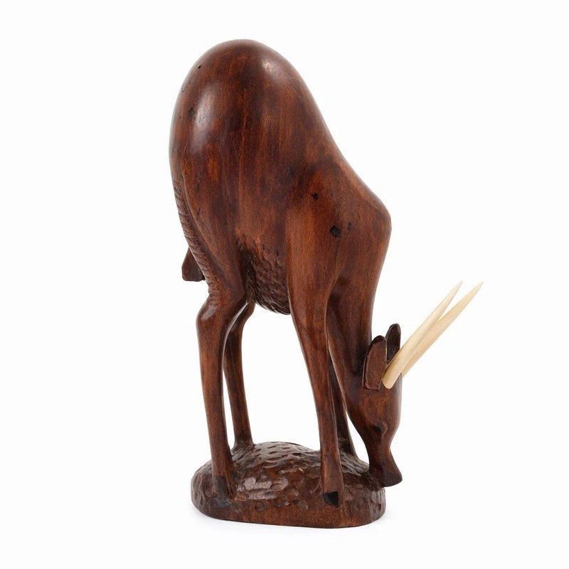 Vintage Mid-Century Hand Carved Wood Antelope Gazelle Figurine