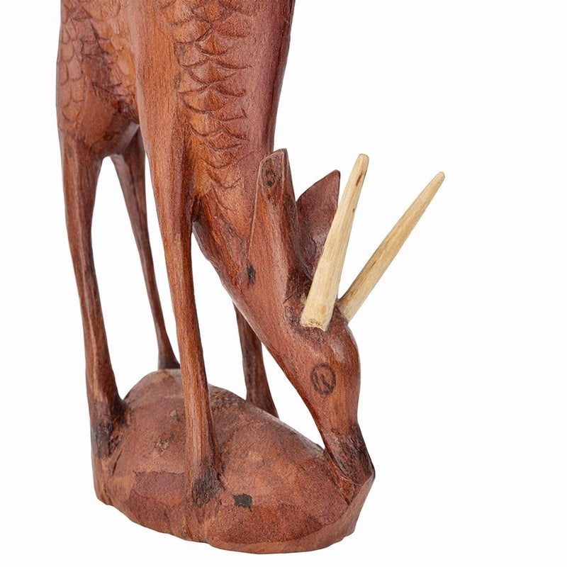 Vintage Mid-Century Hand Carved Wood Antelope Gazelle Figurine