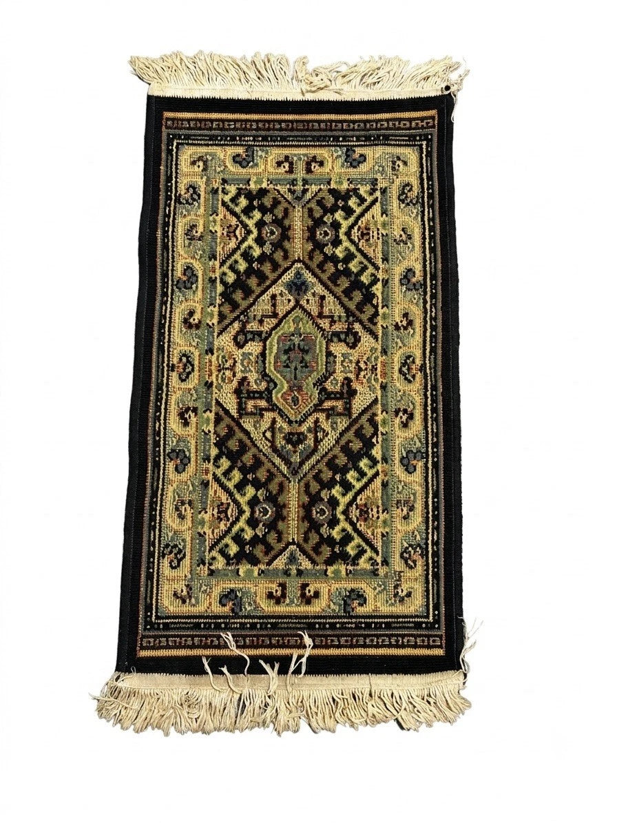 Vintage Persian-Style Miniature Accent Rug 82cm x 43cm – Ornate Geometric Tribal