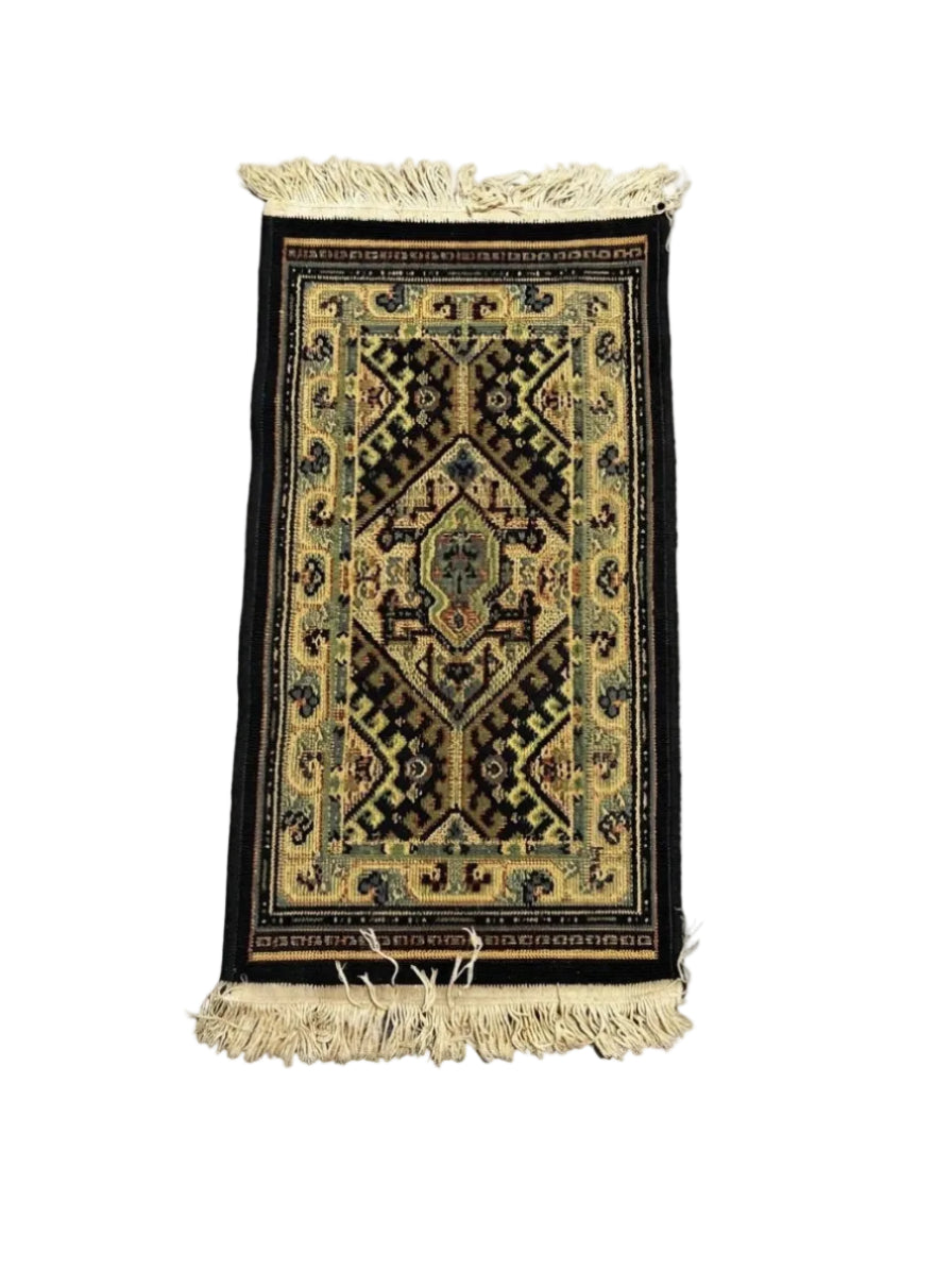 Vintage Persian-Style Accent Rug — Ornate Geometric, 82x43cm