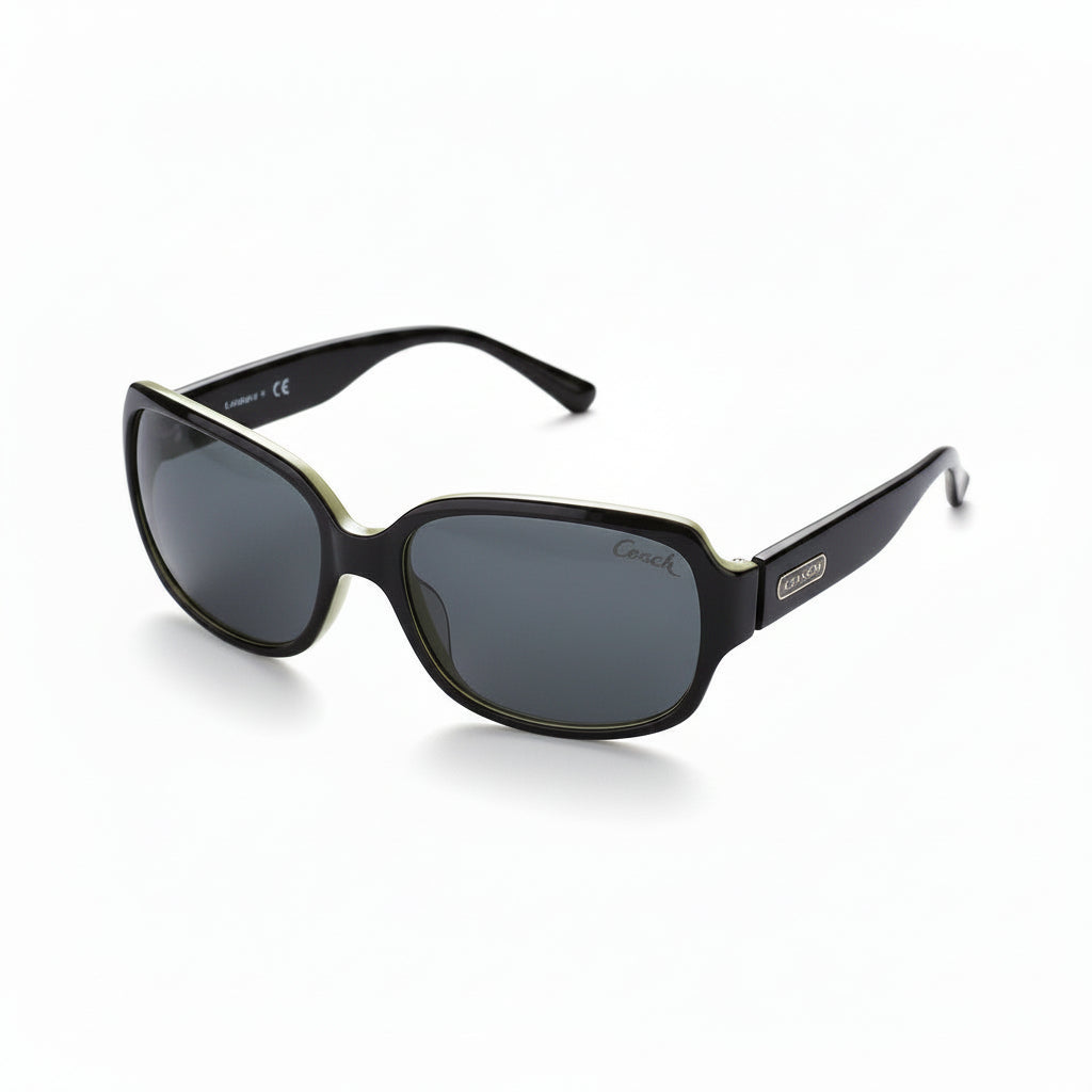 Authentic COACH Ginger S496 Sunglasses - Black & Green Script - Oversized Y2K|287170237056