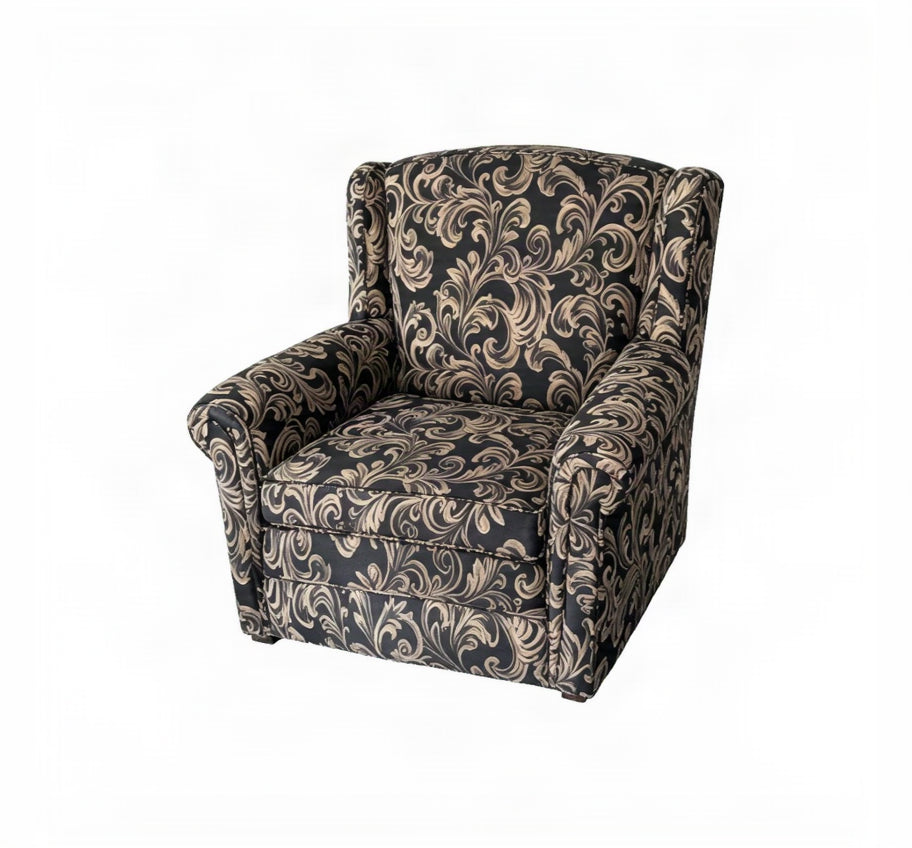 Vintage Wingback Armchair Traditional Damask Jacquard