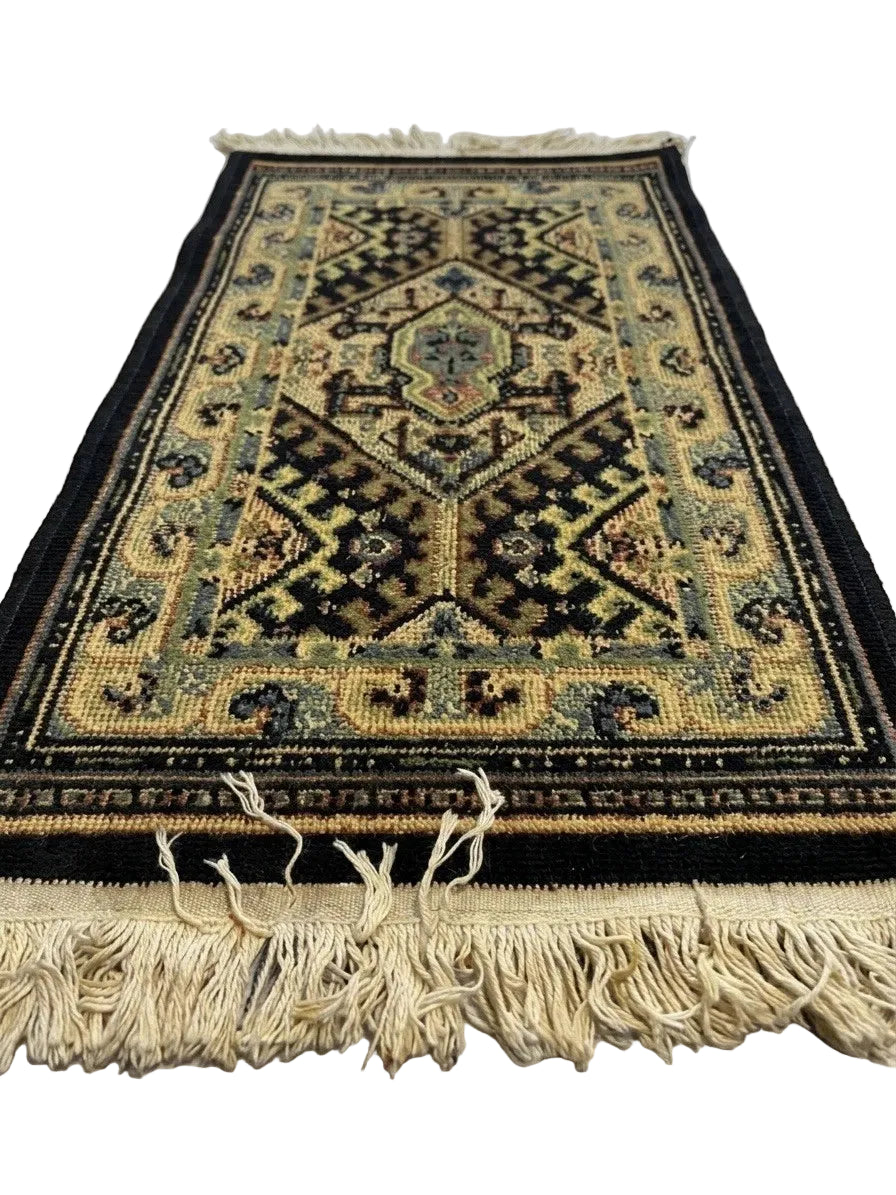 Vintage Persian-Style Miniature Accent Rug 82cm x 43cm – Ornate Geometric Tribal