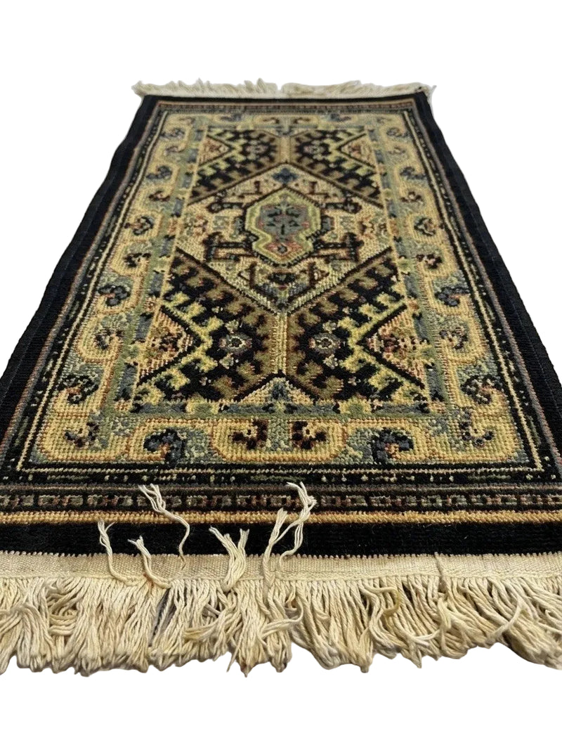 Vintage Persian-Style Miniature Accent Rug 82cm x 43cm – Ornate Geometric Tribal