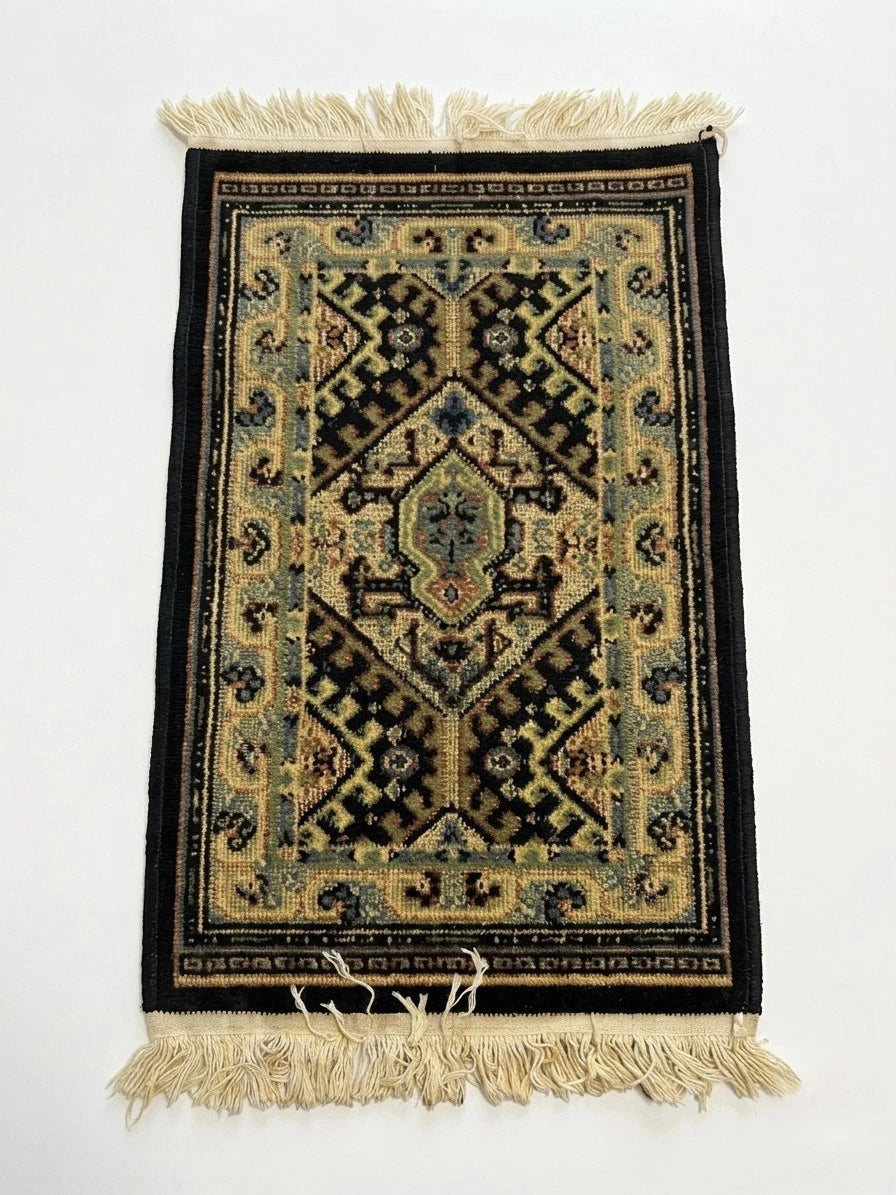 Vintage Persian-Style Miniature Accent Rug 82cm x 43cm – Ornate Geometric Tribal