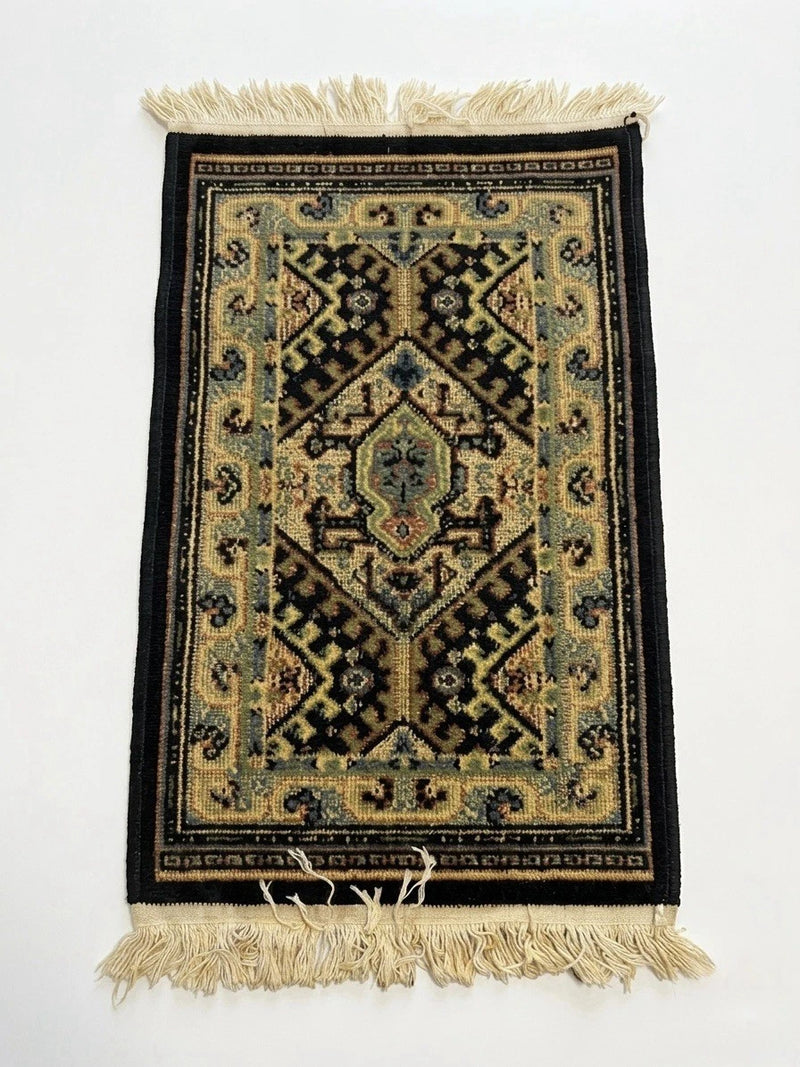 Vintage Persian-Style Miniature Accent Rug 82cm x 43cm – Ornate Geometric Tribal