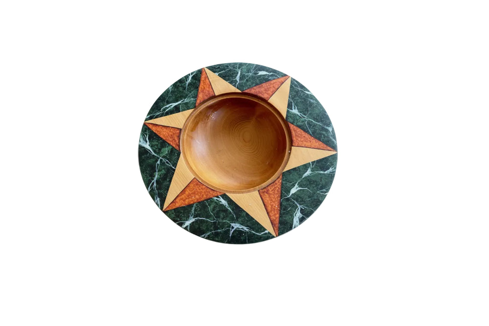 RARE VINTAGE CATHERINE ABEL & DAVID REVITT Huon Pine & Green Stone Star Bowl|286922808504