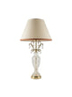 Large Vintage Crystal Brass Table Lamp with Fabric Shade & Hanging Drops