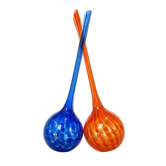 Hand-Blown Art Glass Plant Watering Globes - Pair (Blue & Red)|286941393776