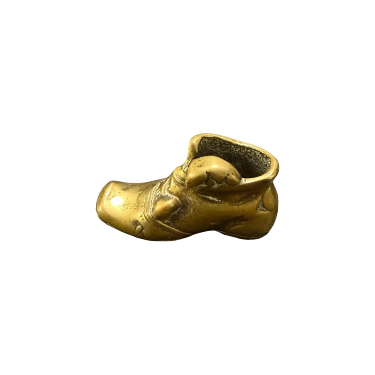 Vintage Solid Brass Boot Shoe Figurine - Novelty Match Holder, Ashtray