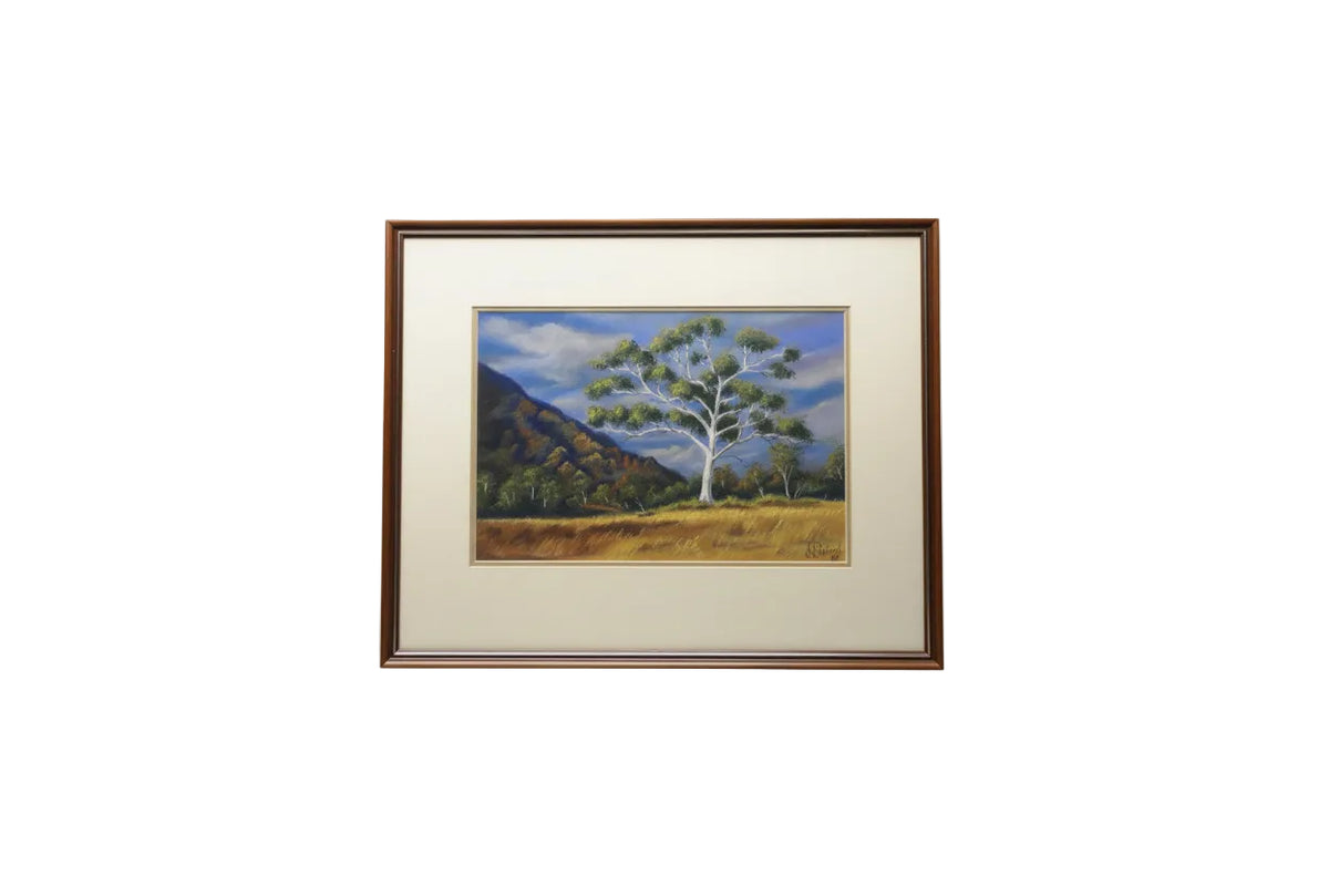 VINTAGE R.S. ROBERT'S Australian Landscape Painting Gum Tree Signed 1989|286918382075