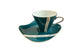 Vintage Mid Century Modern Teacup & Saucer Teal Gold Atomic Asymmetrical Japan|286895249087
