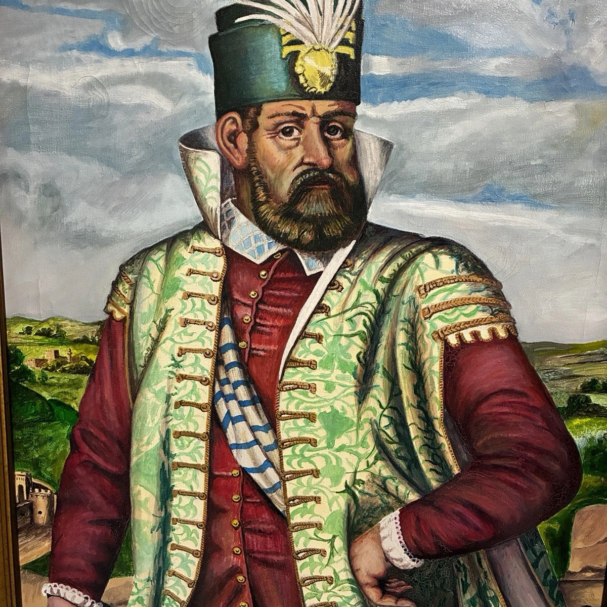 Vintage 1974 Oil Painting by A. Barnett - Portrait of Historical Figure