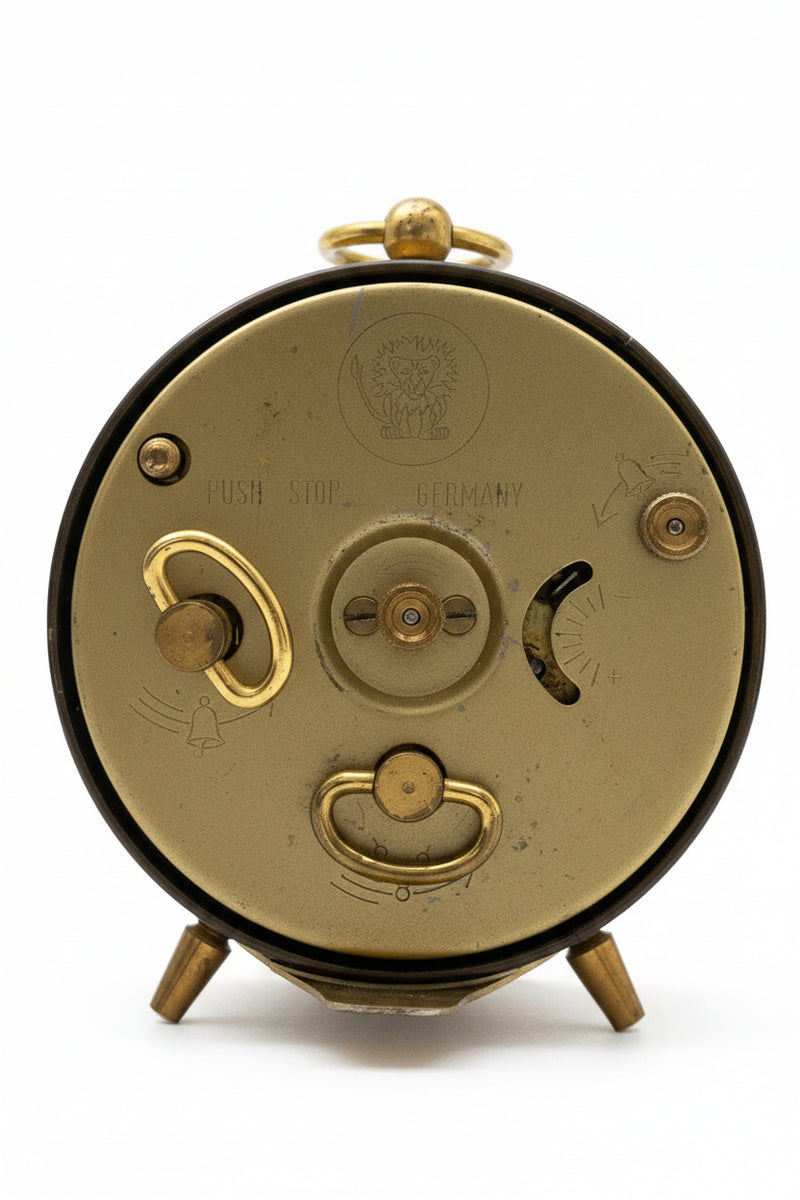 Vintage Jerger West Germany Gold Filigree Wind Up Alarm Clock