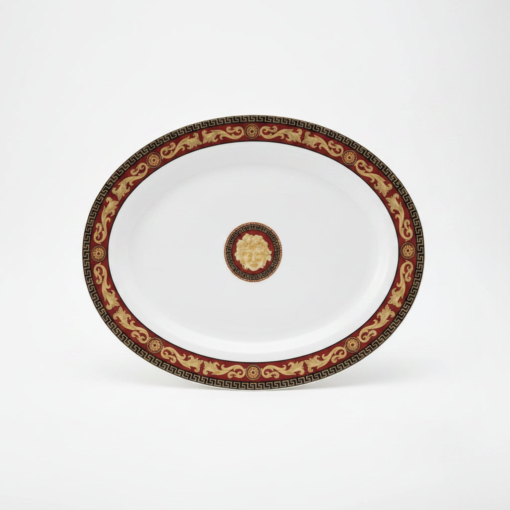 37pc Casa Elite "Medusa" Dinnerware Set — M. Valenti Italy | Red & Gold