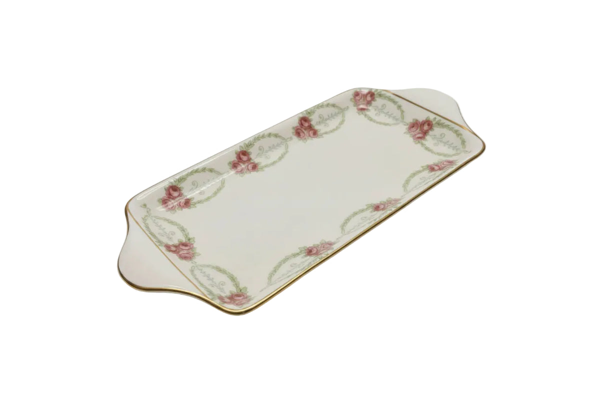 Grimwades Winton Ware Sandwich Tray Platter Pink Roses Green Swag Stoke on Trent|286939994870