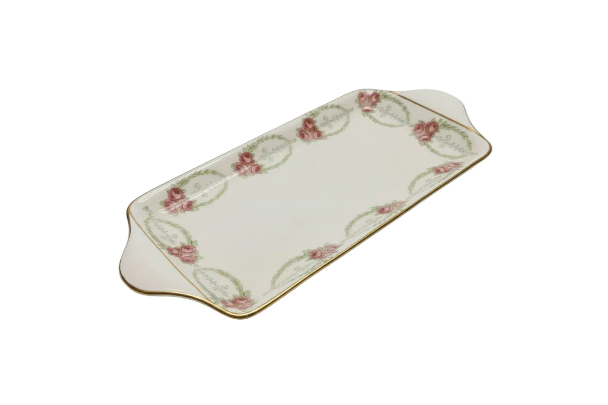 Grimwades Winton Ware Sandwich Tray Platter Pink Roses Green Swag Stoke on Trent|286939994870