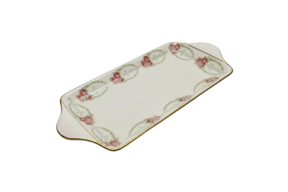 Grimwades Winton Ware Sandwich Tray Platter Pink Roses Green Swag Stoke on Trent|286939994870