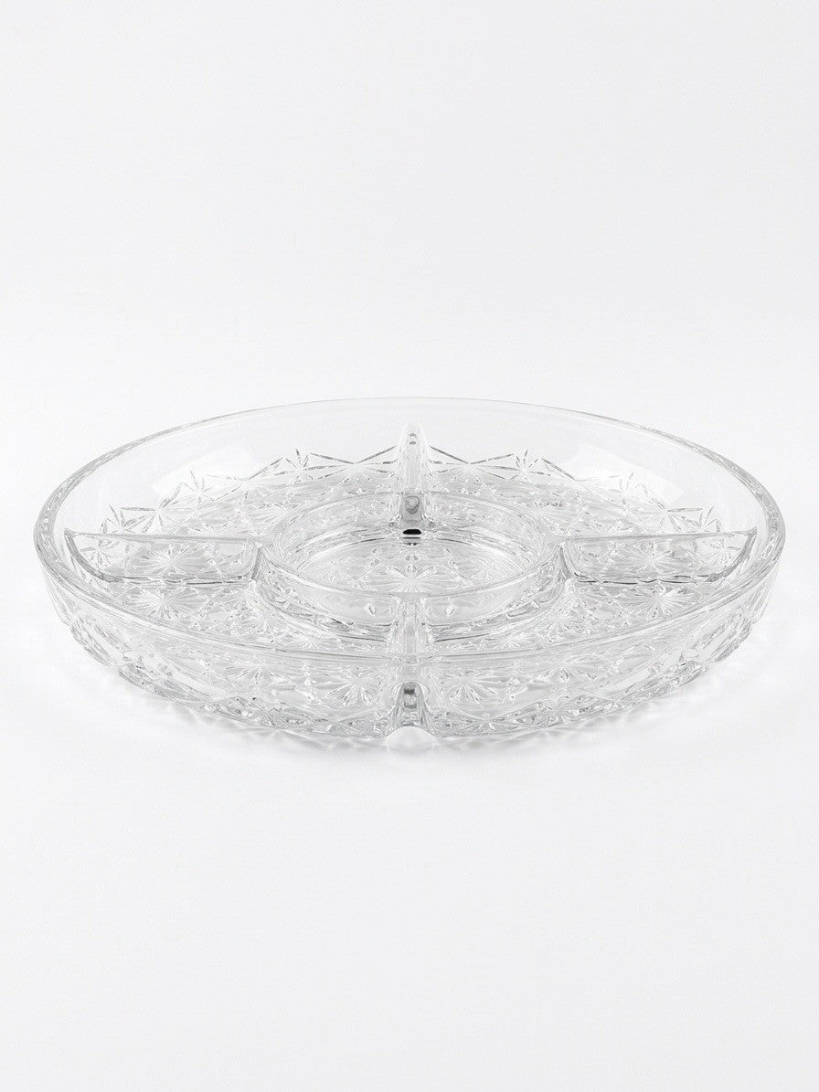 Vintage Pressed Glass 5 Section Relish Tray Diamond Pattern|287257299533