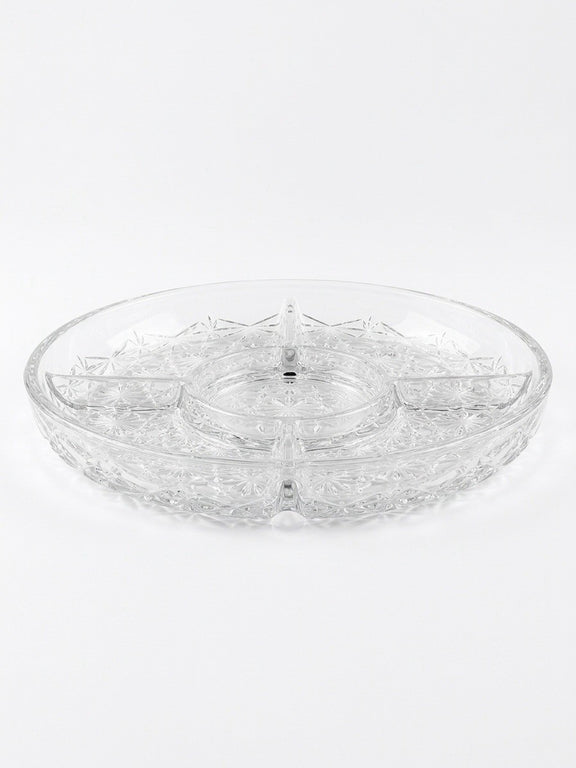 Vintage Pressed Glass 5 Section Relish Tray Diamond Pattern|287257299533