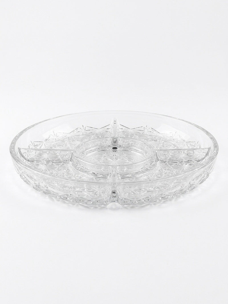 Vintage Pressed Glass 5 Section Relish Tray Diamond Pattern|287257299533